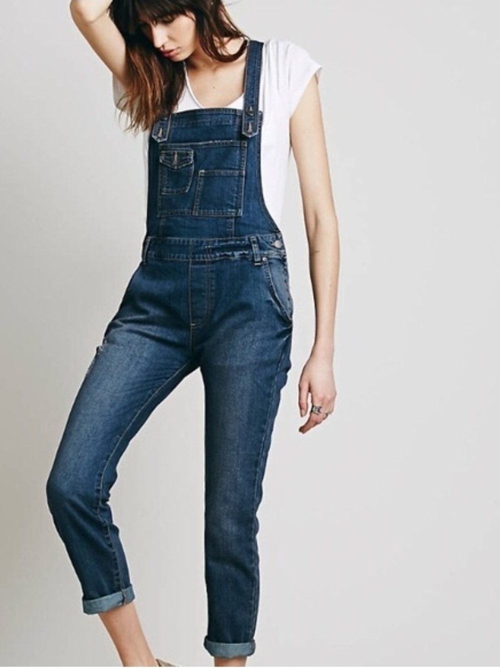 Free People Dark Blue Denim Overalls Size 26